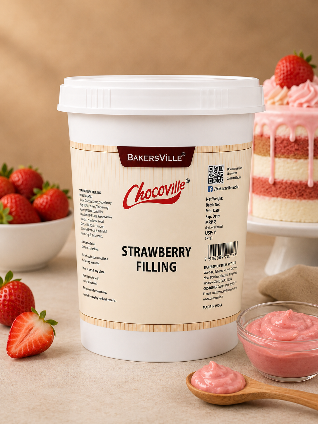 Bakersville Chocoville Strawberry Filling 1kg