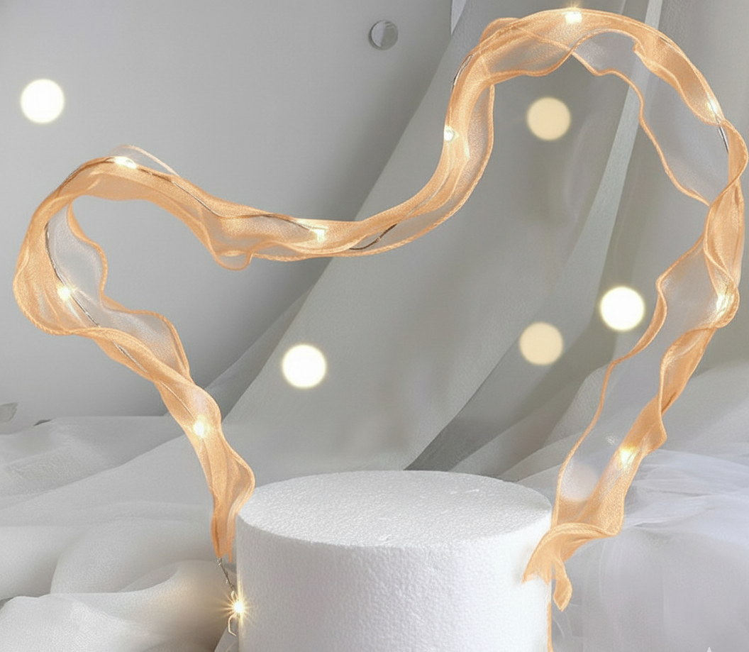 LED Orange Ribbon cake topper