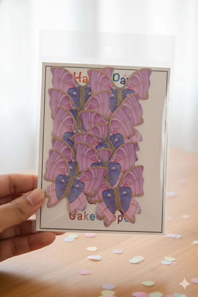 Butterfly Pack Of 10 Purple Glitter