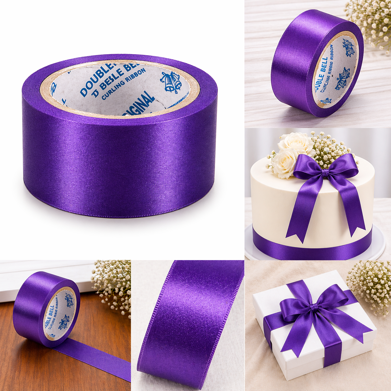 purple ribbon (lenght approx 6.5 m breadht 2.2 cm)