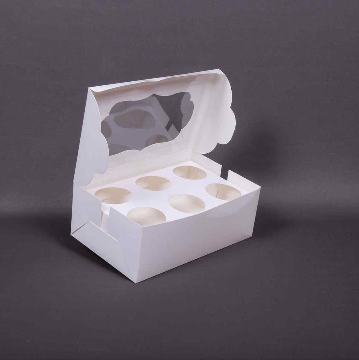 6 pc cupcake Box white Colour