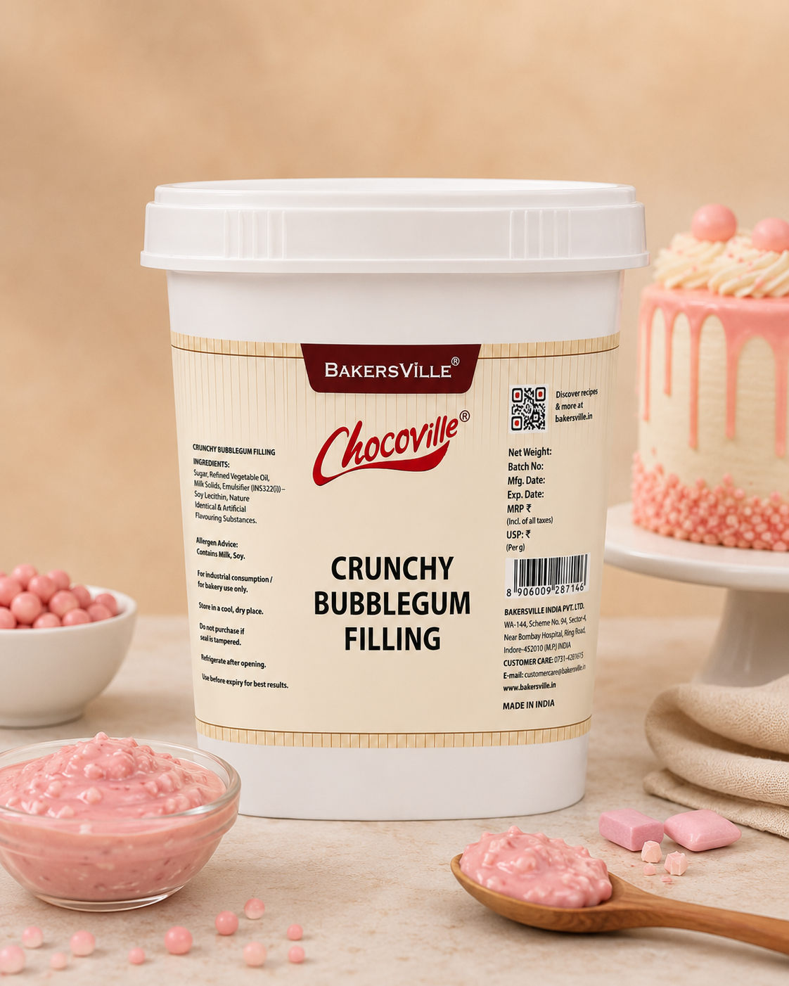 Bakersville Chocoville Crunchy Bubblegum Filling 1kg