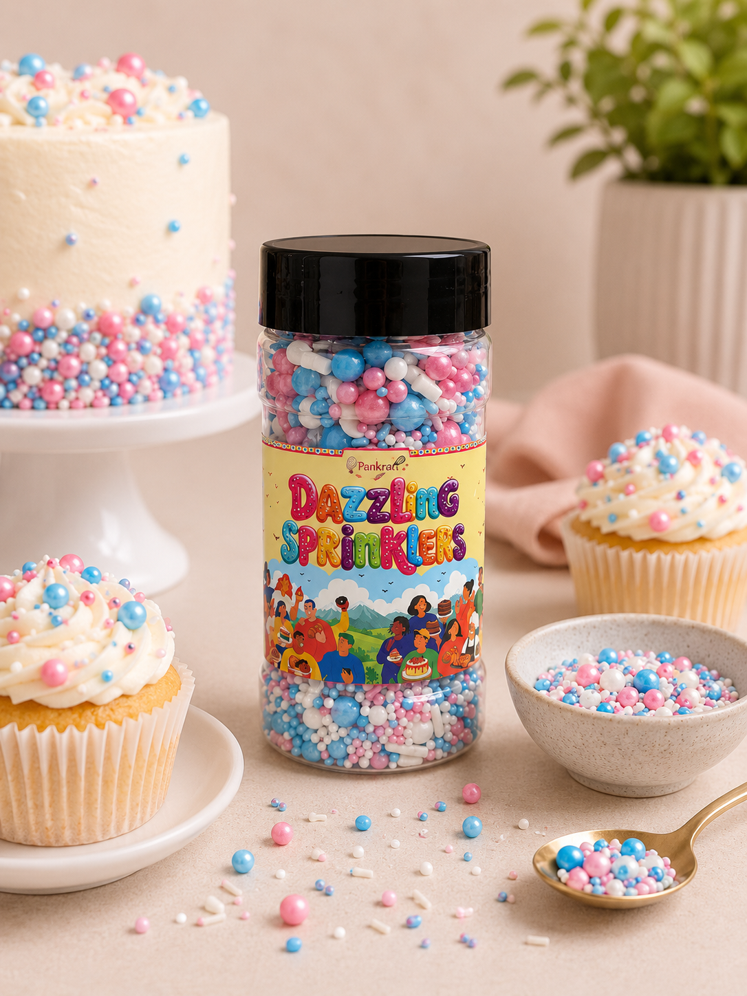 Pankraft Pink, Blue & White Mix Dazzling Sprinklers 100gm