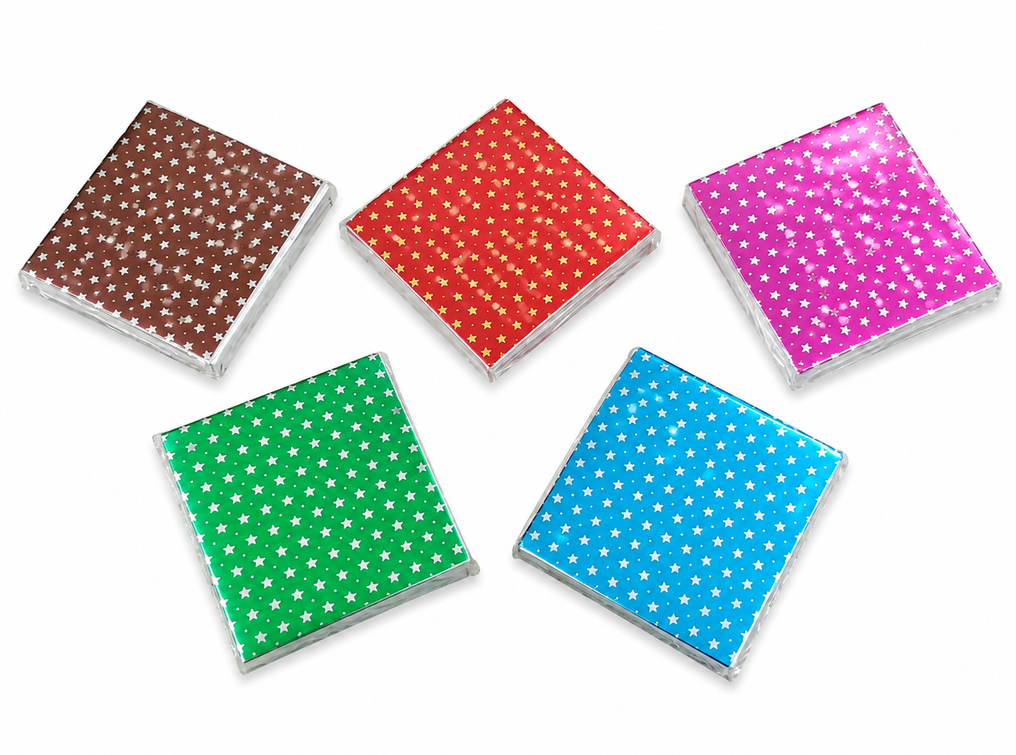 Star Print Chocolate Wrappers Approx 200 Size - 3.5x3.5 inch (Random Colour)