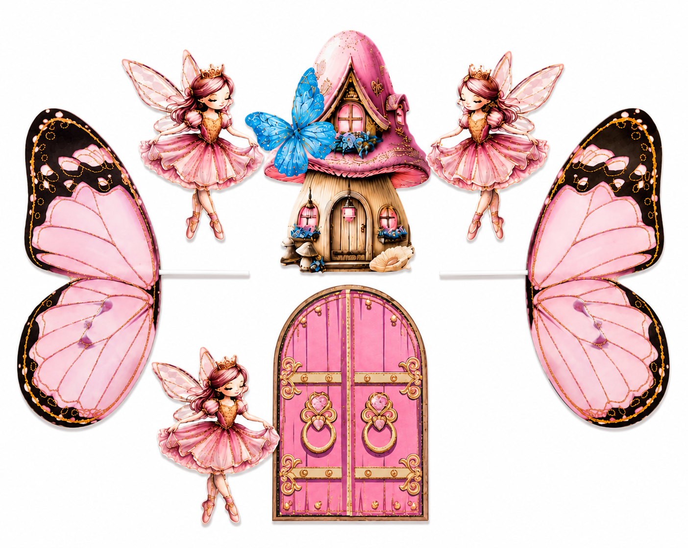 Pink Fairy Wings Cake Topper
