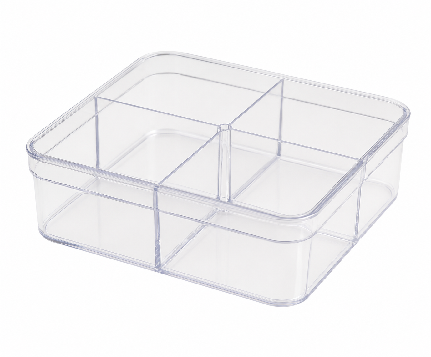 4 Section Acrylic Box Pack Of 5 Size - 12.6x12.6x4.7 cm (Cube PT)