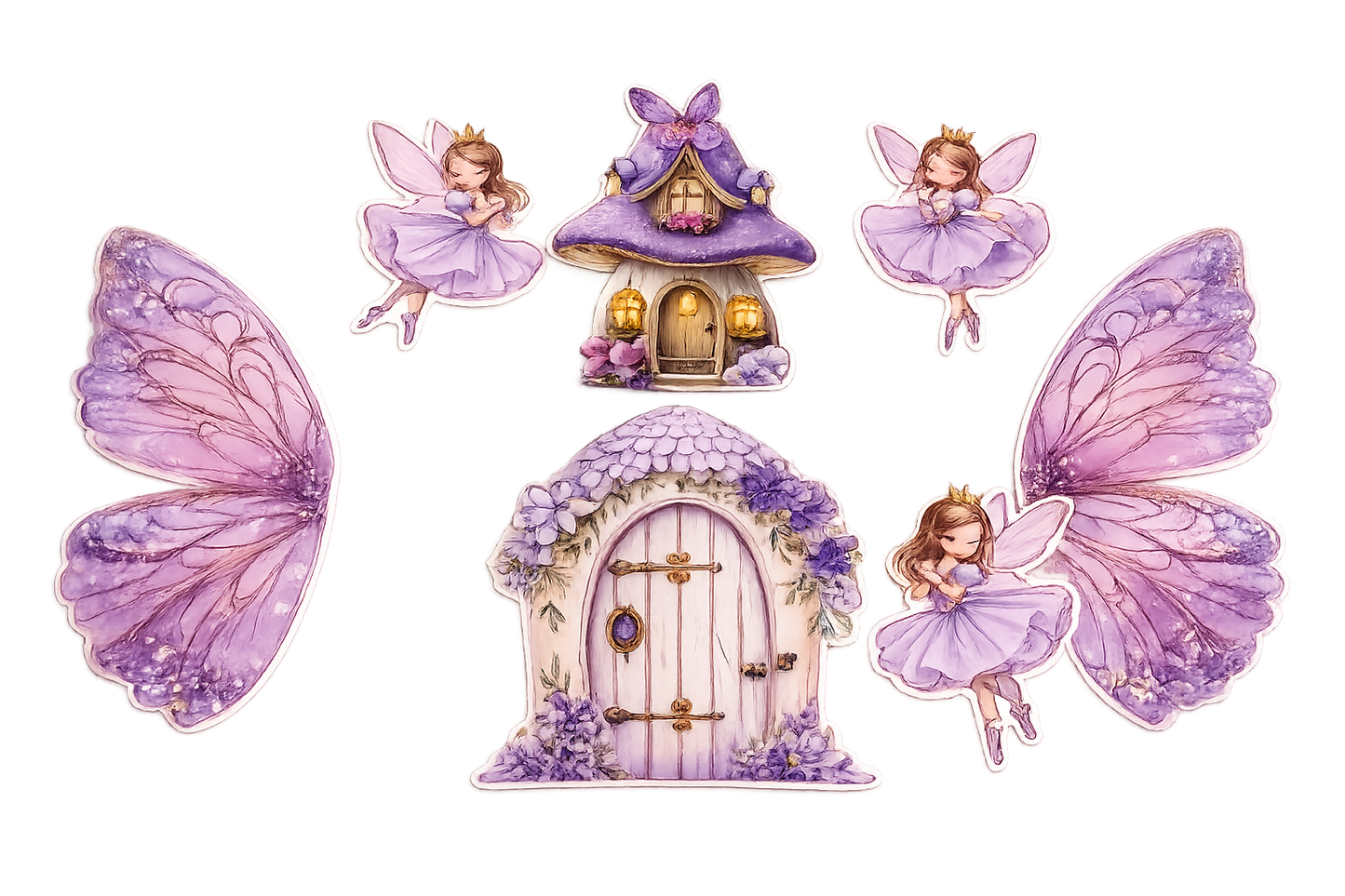 Lavender Fairy Wings Cake Topper