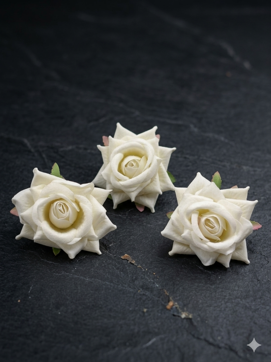 Artificial White Velvet Rose Flower