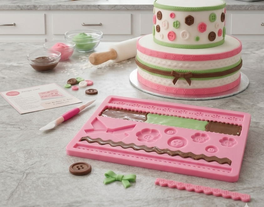 Fondant premium Button Embossing Mould