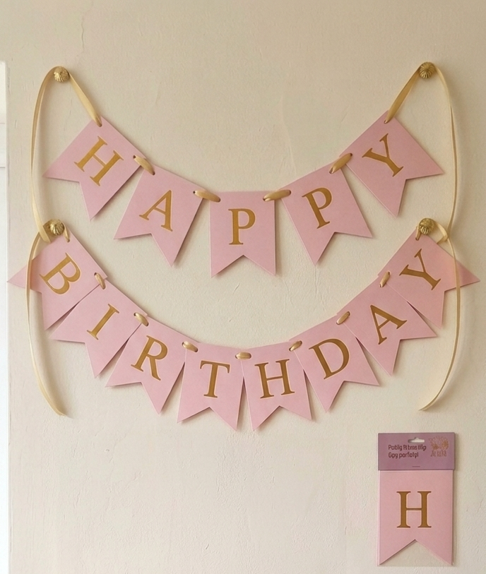 Baby Pink Happy Birthday Banner
