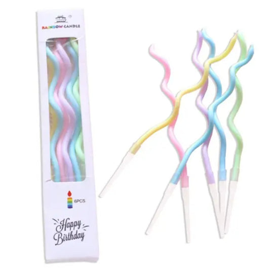 Twisty Pastel Color stick Candle Pack of 6