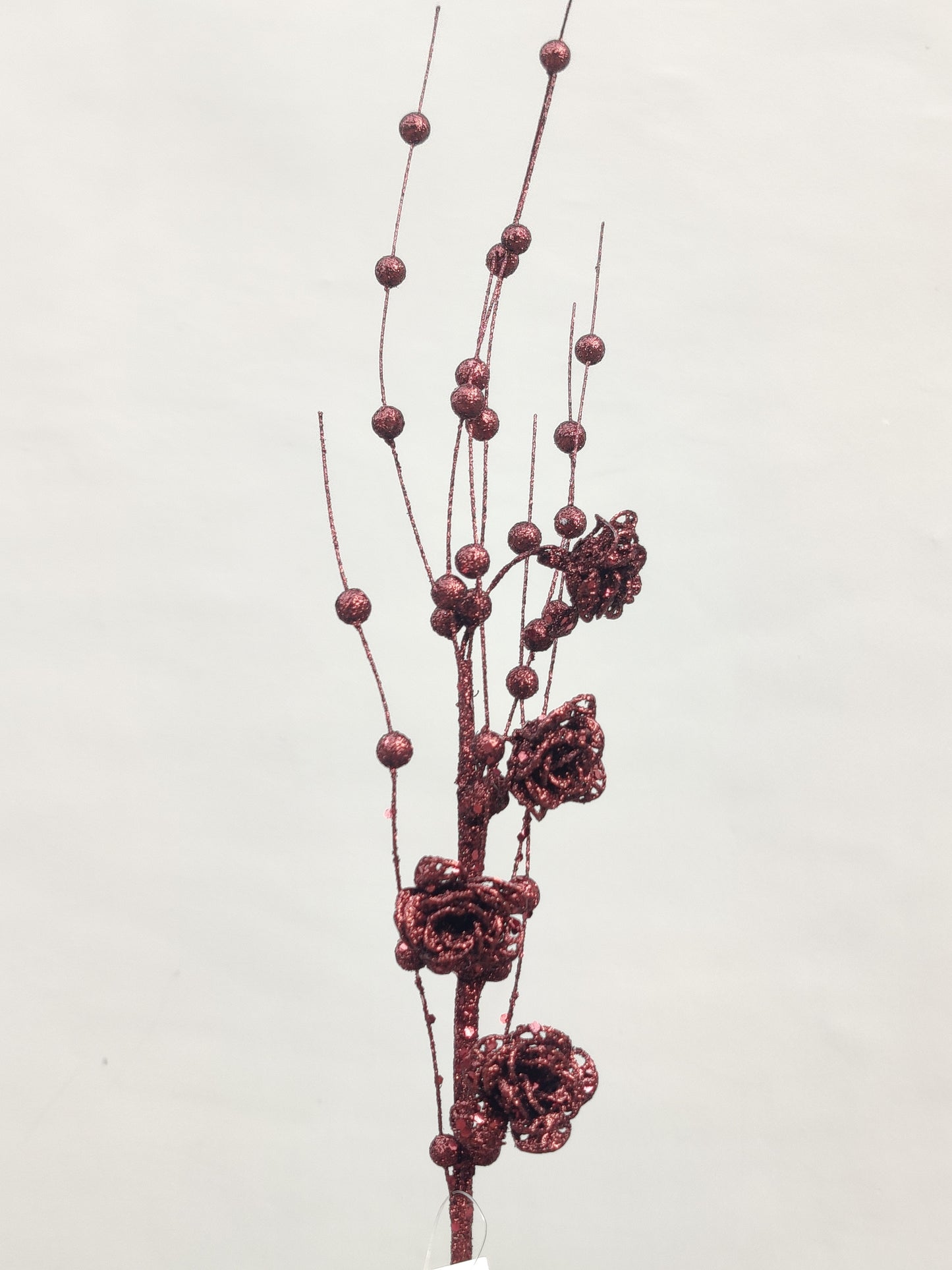 Glitter Artificial rose berry flower spray