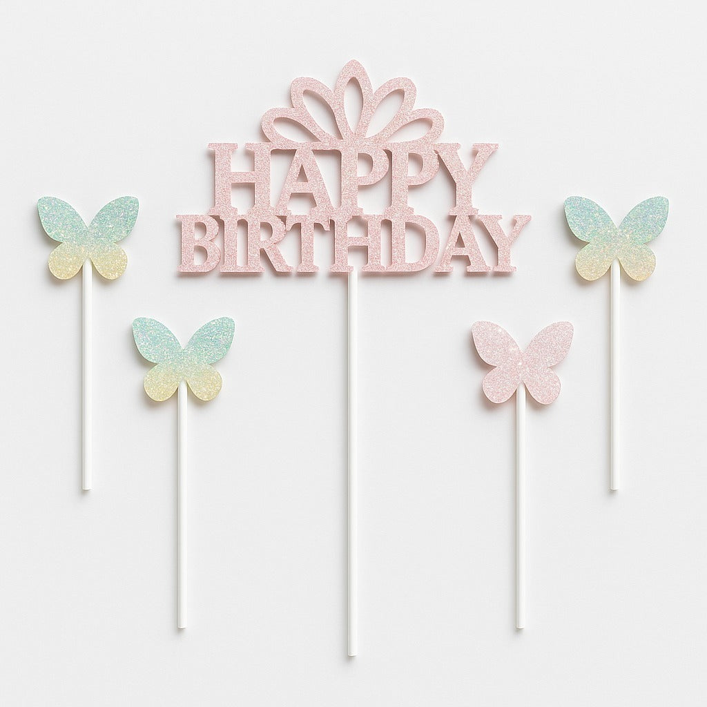 Happy Birthday glitter set of 5