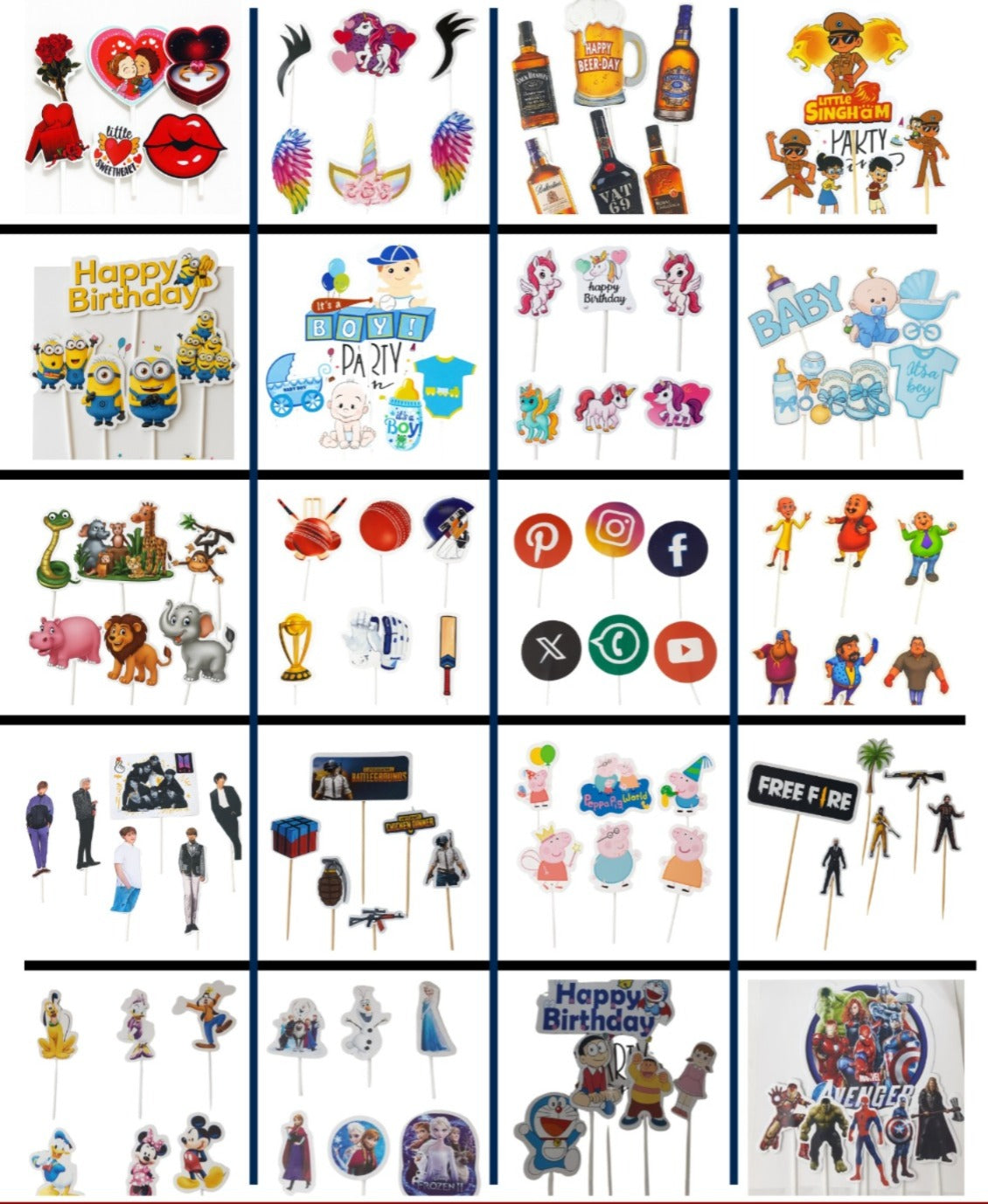 Theme Topper Pack of 20 (Random Design)