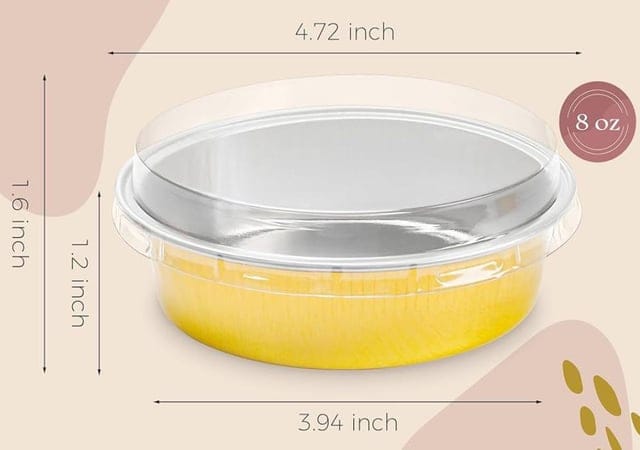 Aluminum Foil Round Desserts pans with Lids Pack of 10 size - 4.72 / 1.9