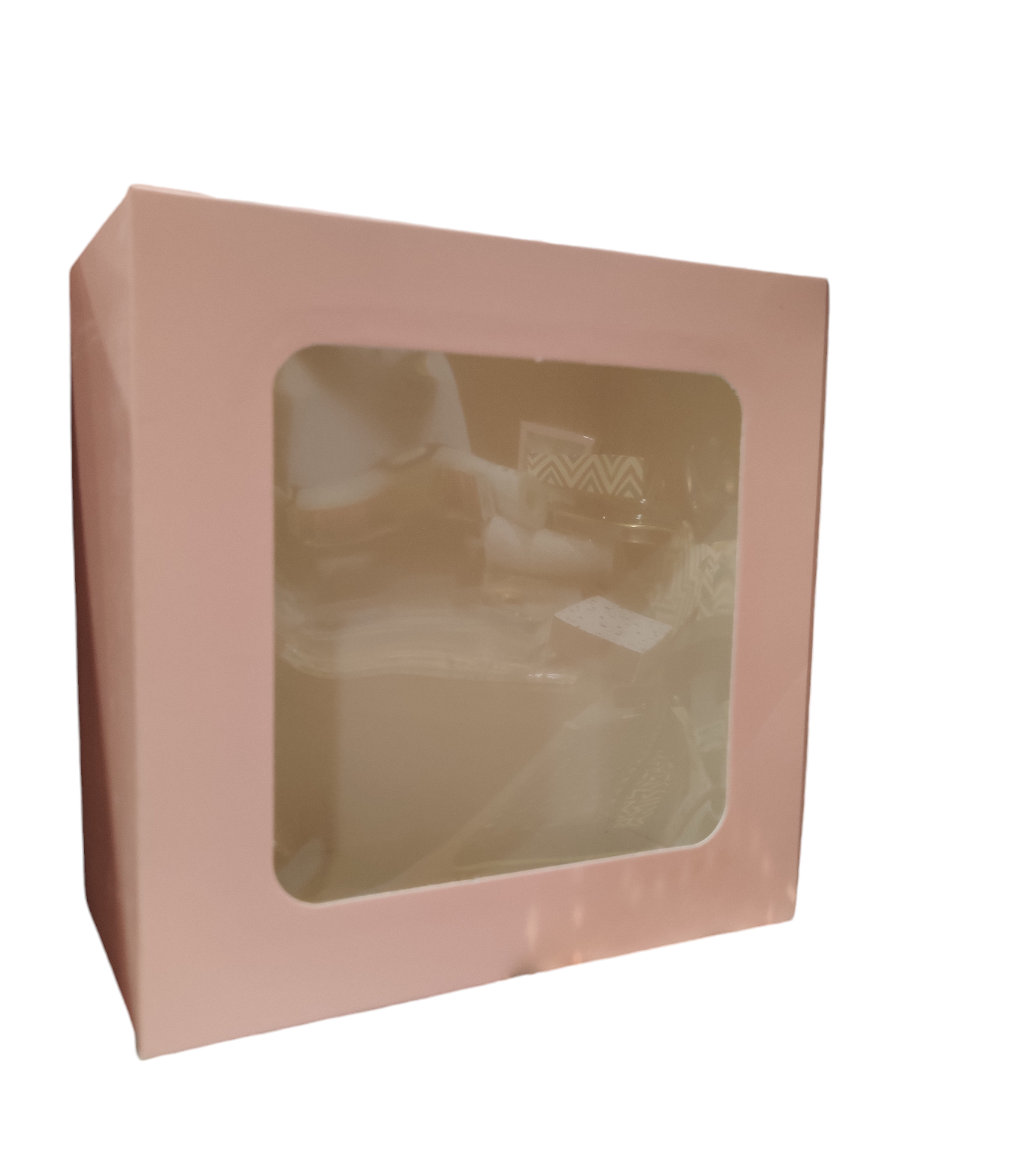 1 pound window cake box peach colour size-8×8×5