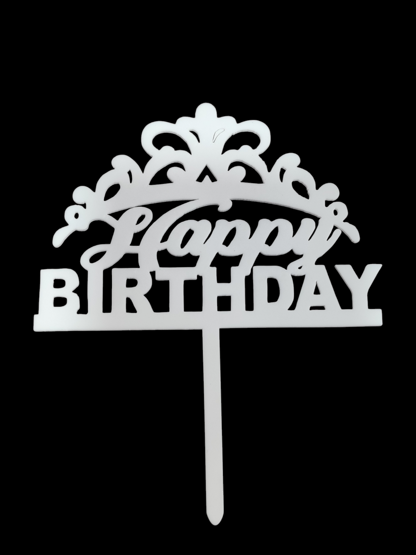 Happy Birthday White Acrylic Topper RT00739