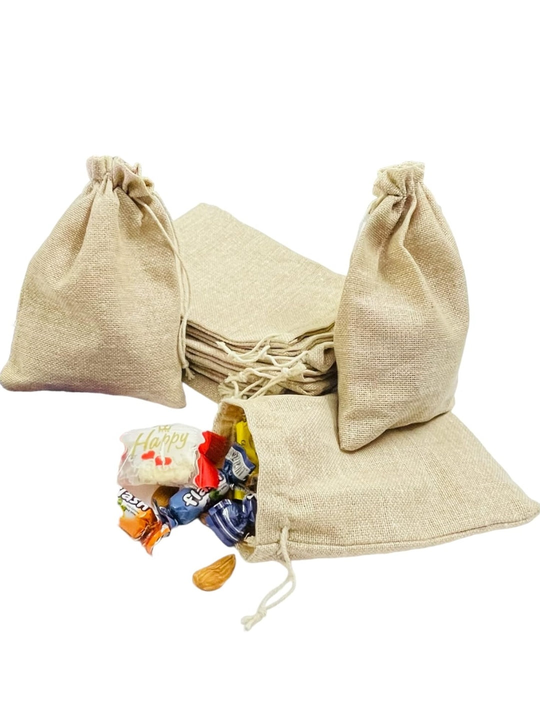 Jute potli bag Pack of 10 Size 4 x 6 inch Bakeworld Retails Pvt Ltd