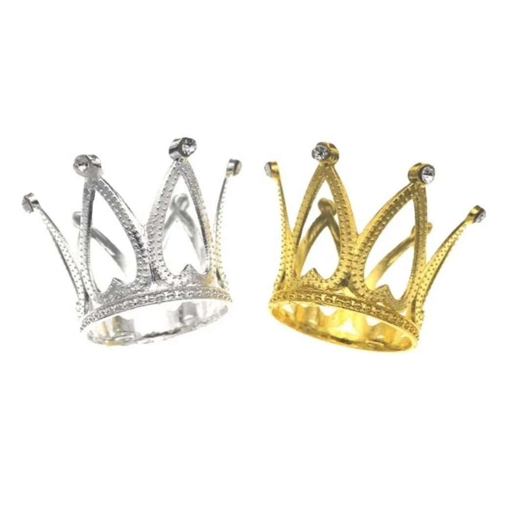 Silver and Gold Crown Cake Topper (Set Of 2)