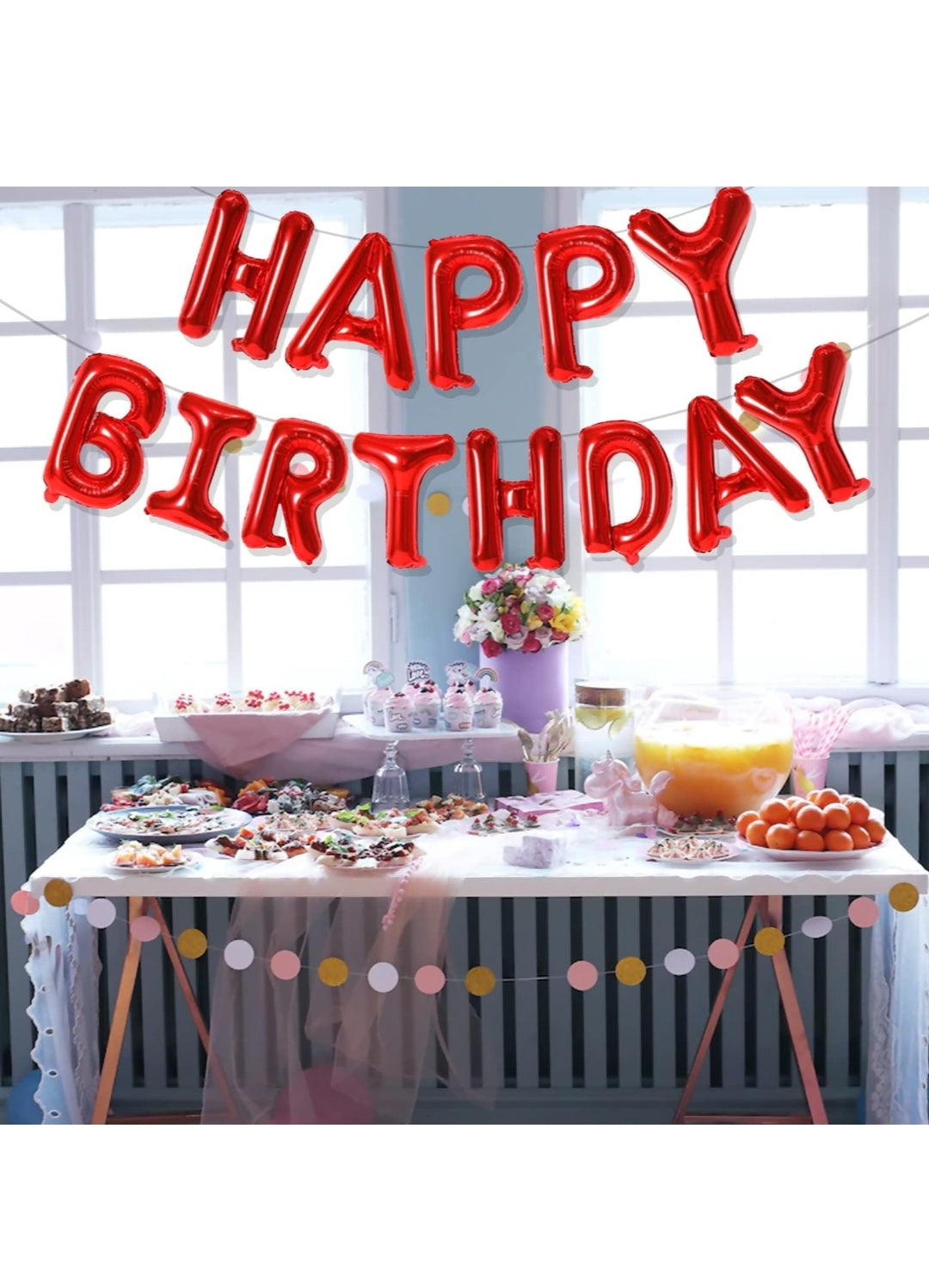 Happy Birthday Red Foil Baloon Banner