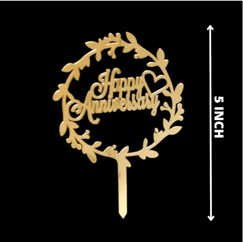 Economic Acrylic 5 inch Happy Anniversary Topper Pack Of 5