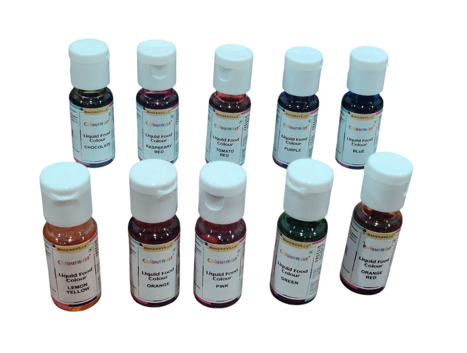 Bakersville Colourmist Liquid Food Colour Assorted 20 gm Pack Of 10