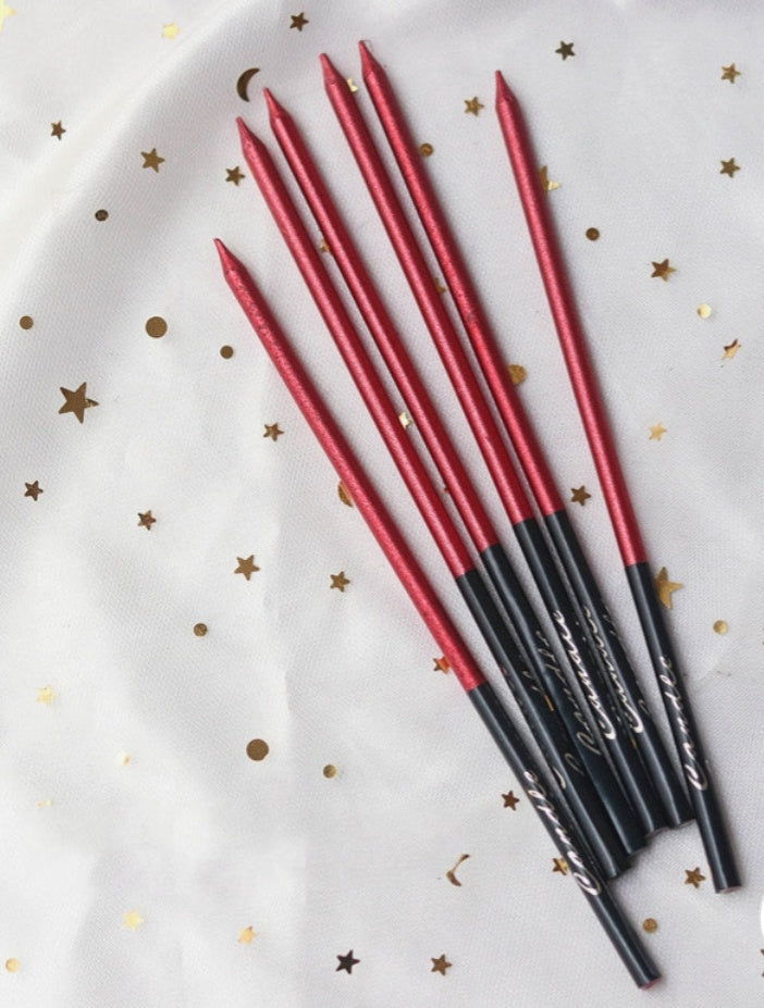 Metalic Red Candles Set Of 6