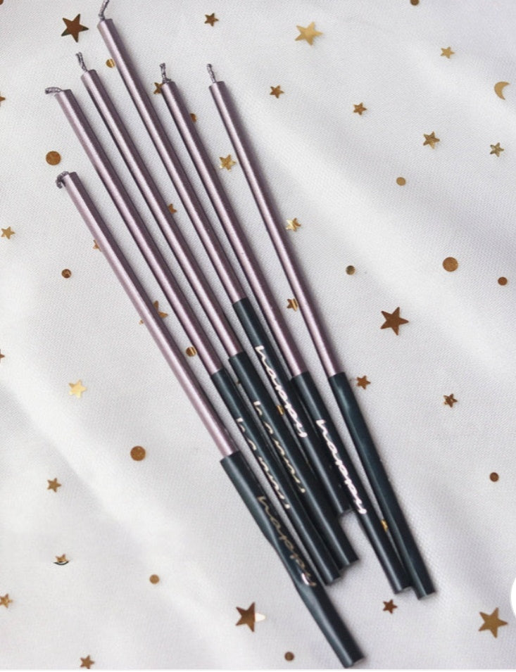 Metalic Purple Candles Set Of 6