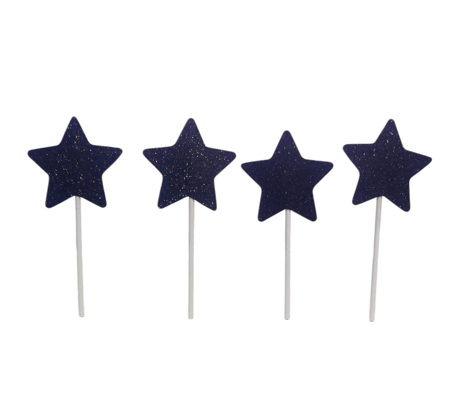 Black Star Glitter Topper Pack Of 10 (LWA-031)