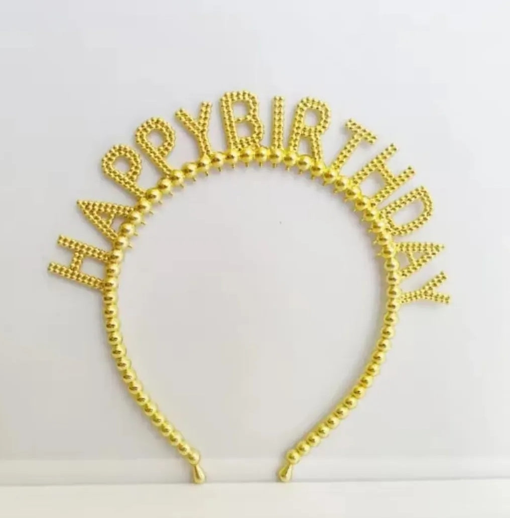 Happy Birthday Tiara Headband Golden Crown