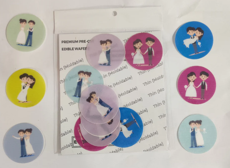 Couple Theme Circles Edible Pre-Cut Waferscode (WPC-090)
