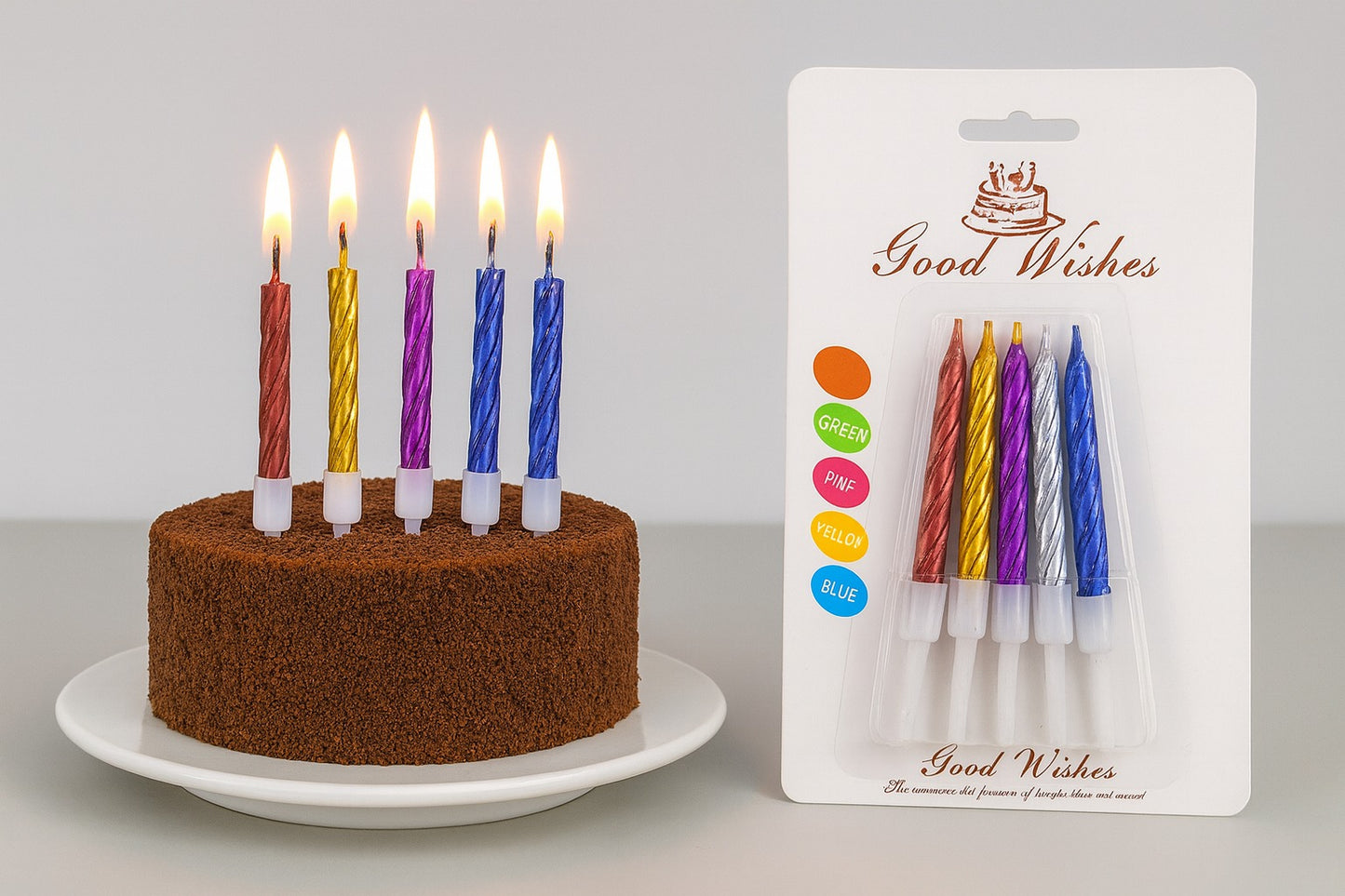 Colourful Spiral candle pack of 10