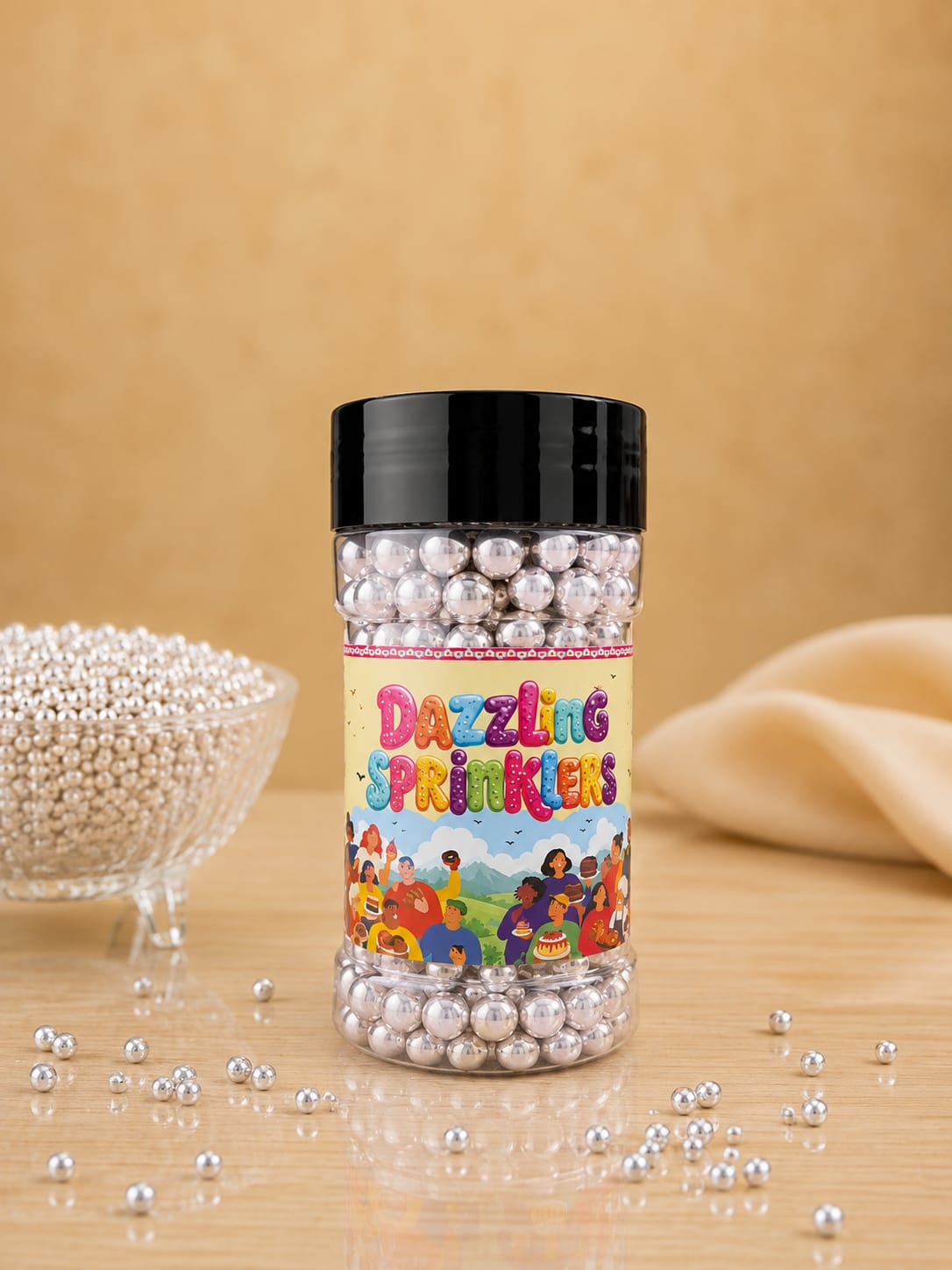 Pankraft Premium Silver 6mm Dazzling Sprinkles 100gm