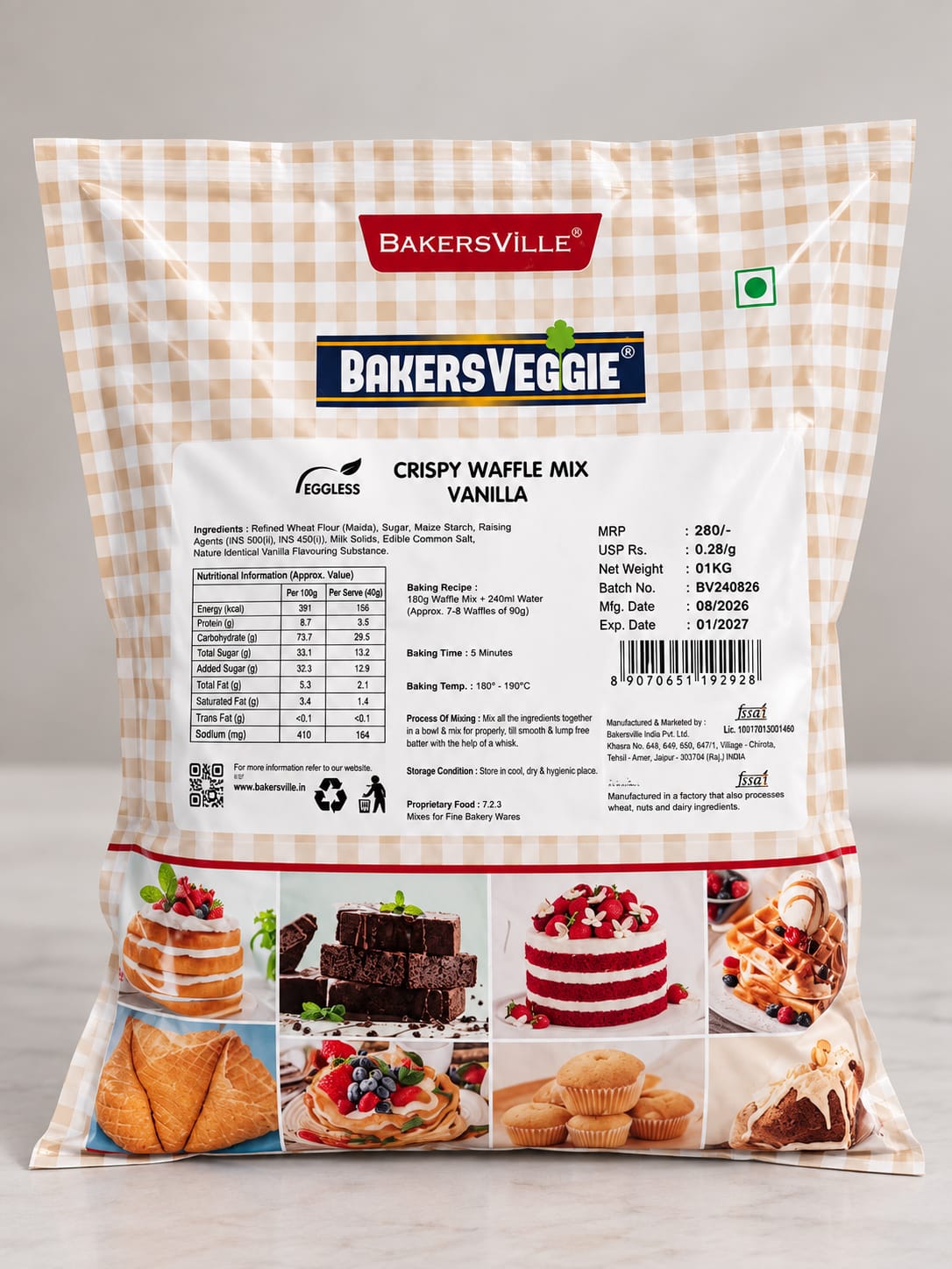 Bakersville BakersVeggie Crispy Waffle Vanilla -1kg