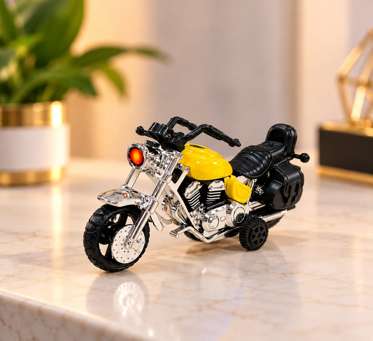 Premium Miniature yellow Motorcycle Toy