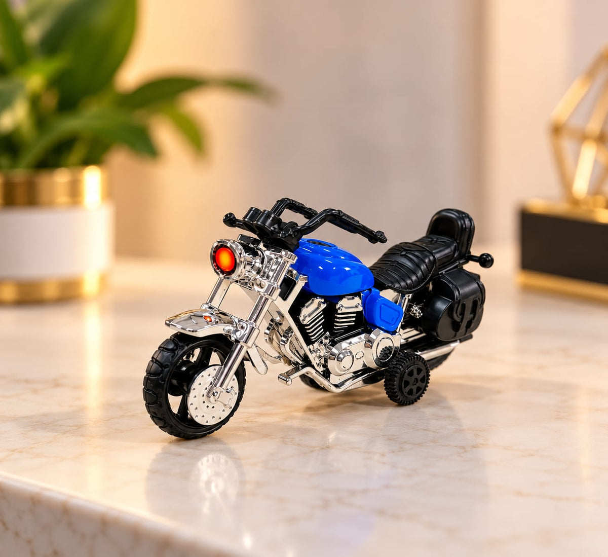Premium Miniature Blue Motorcycle Toy