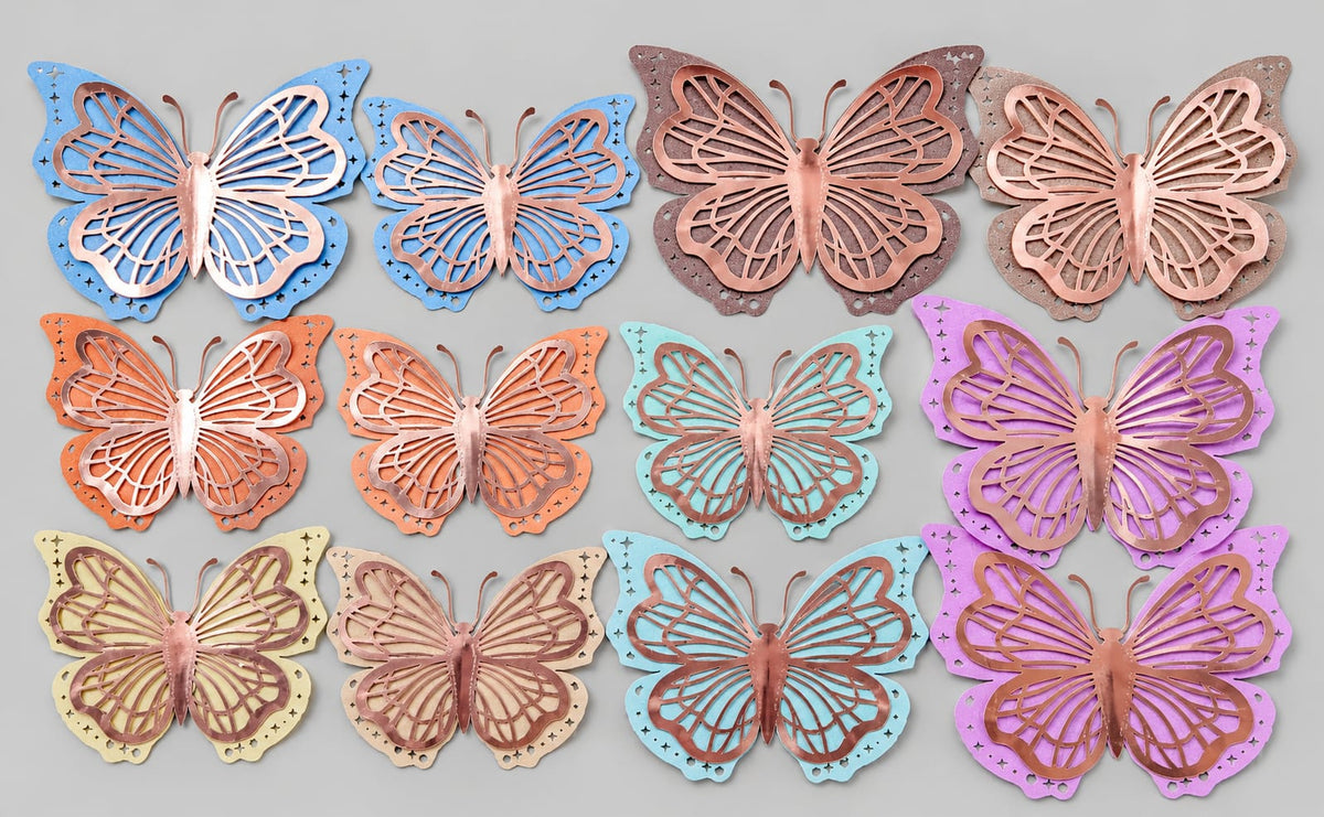 3D Colourfull Butterfly pack of 12 (pink)