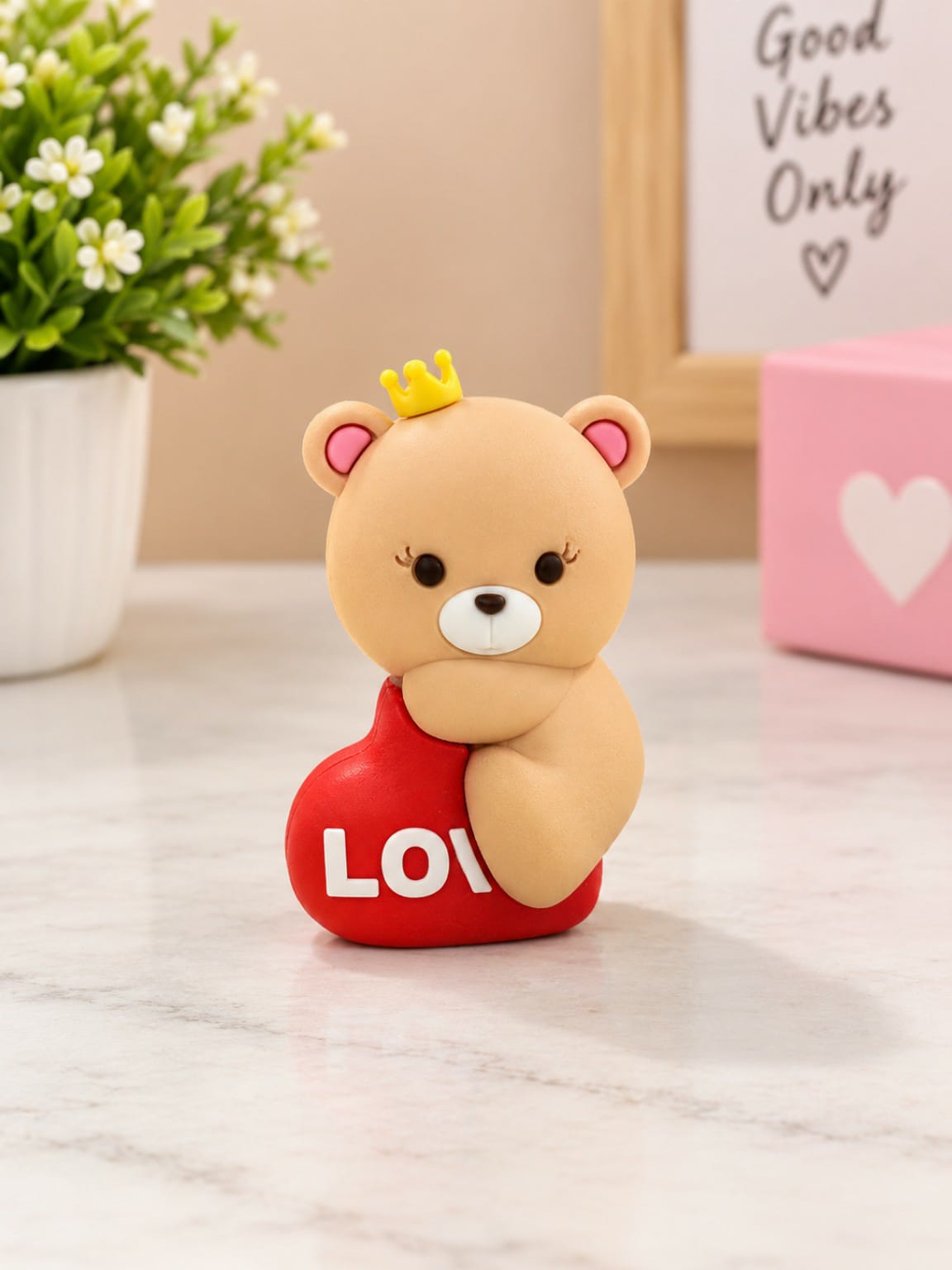 Cute Teddy Bear Topper with LOVE Heart