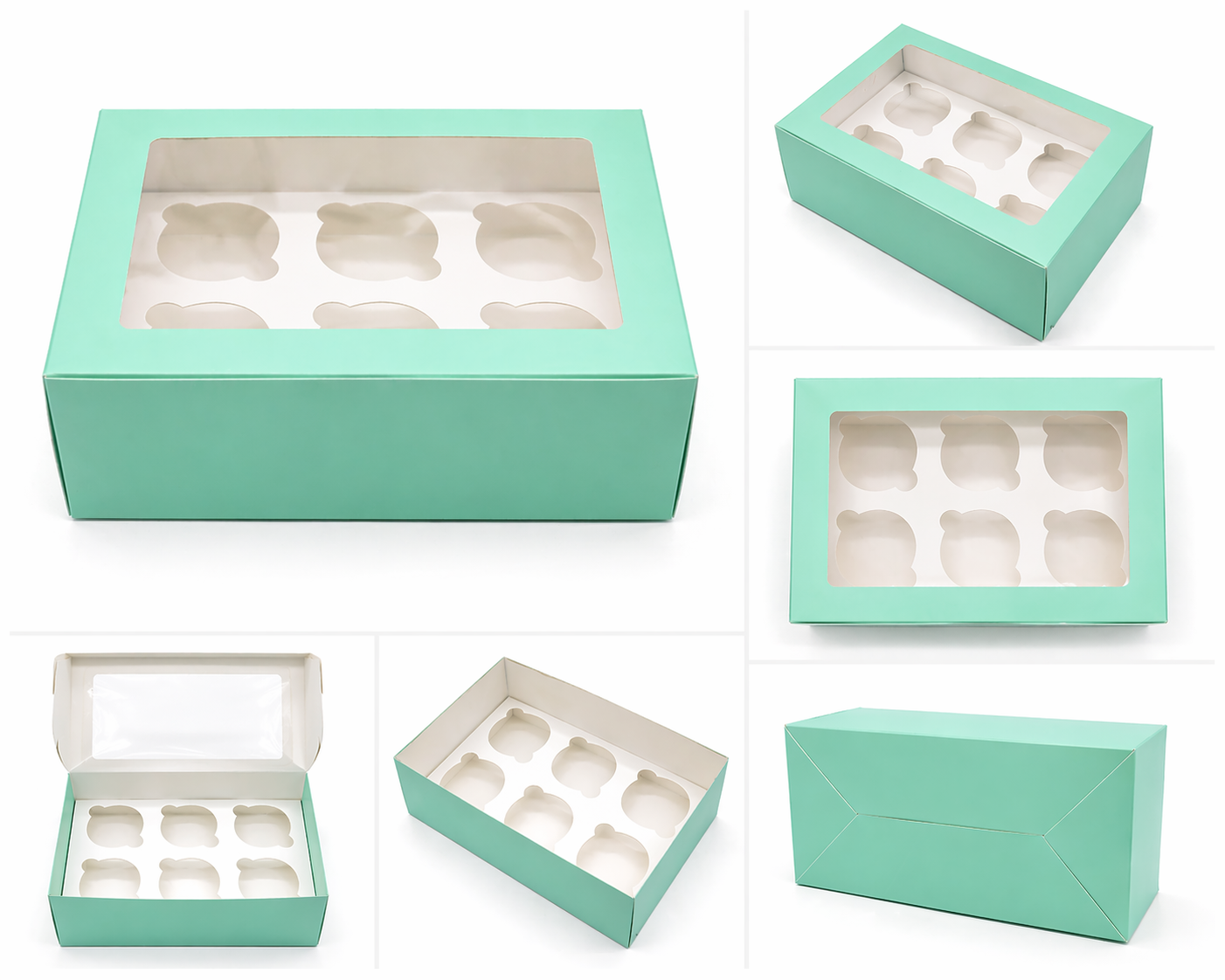 6 pc Cupcake Box Mint Colour