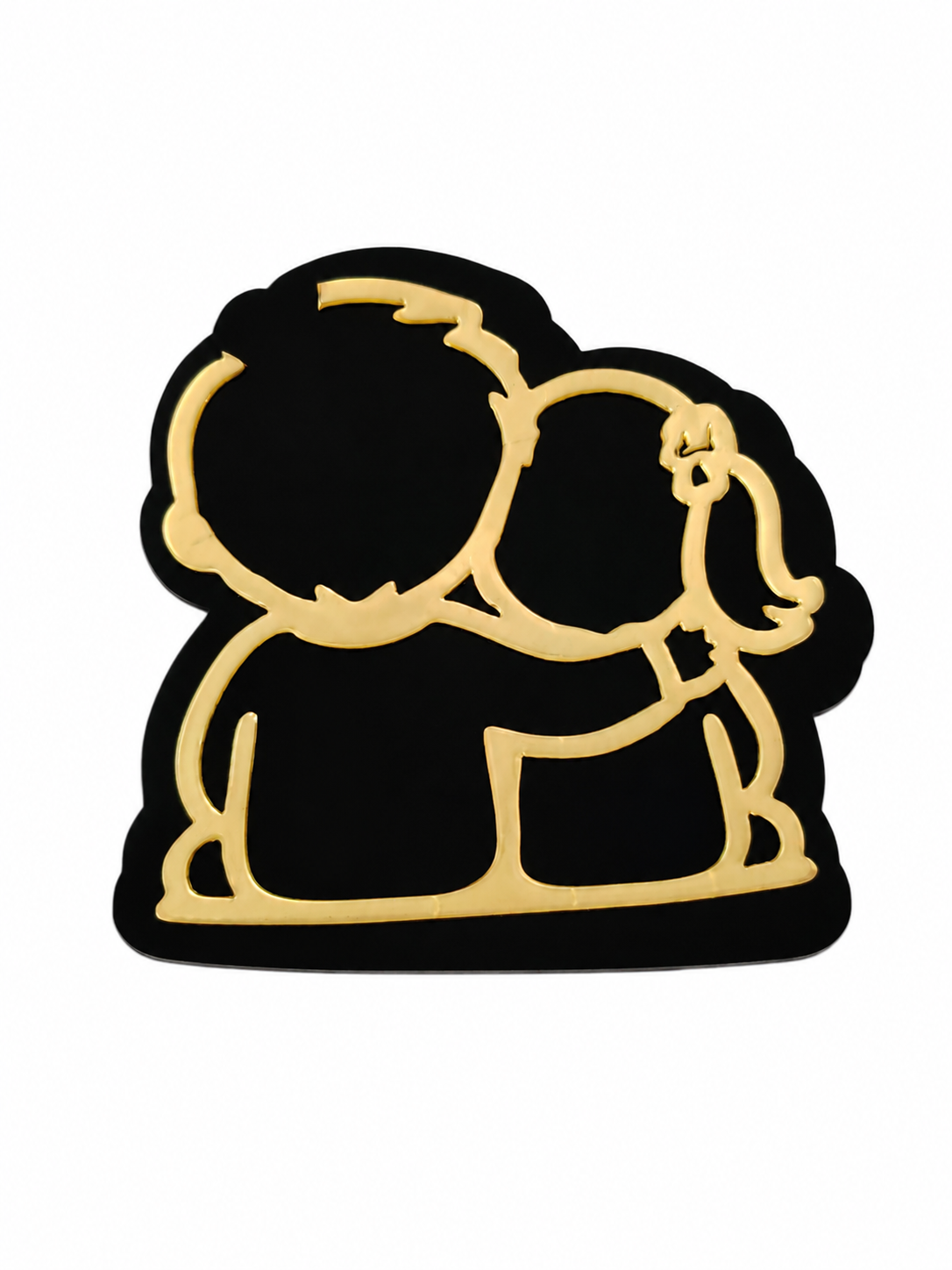 Double Tone Cute Brother Sister Hug Acrylic Cake Tag