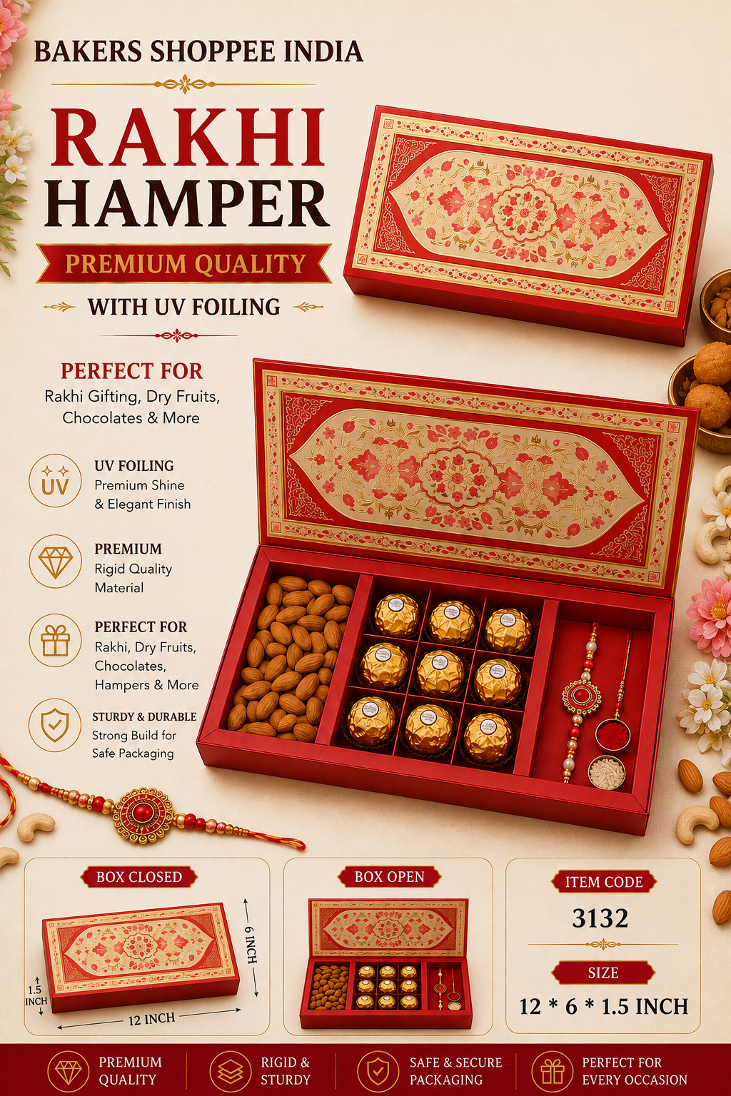 Premium Red & Gold Hamper Box