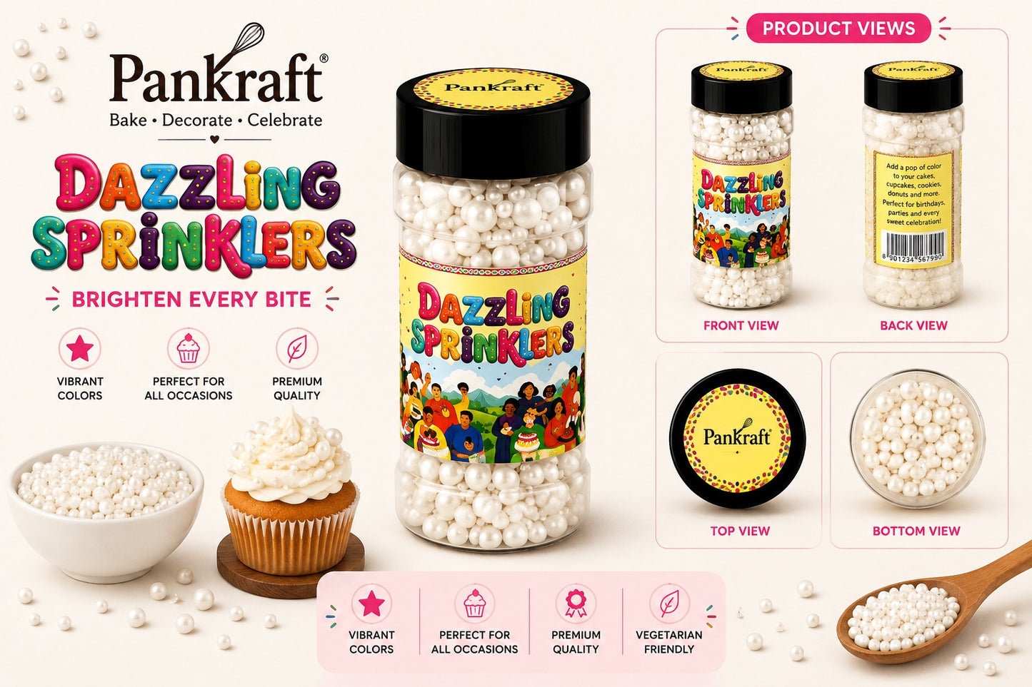 Pankraft White Mix Pearl Dazzling Sprinkler 100gm