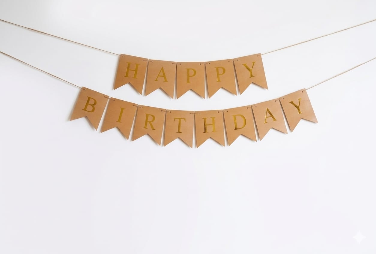 Dark beige Happy Birthday banner