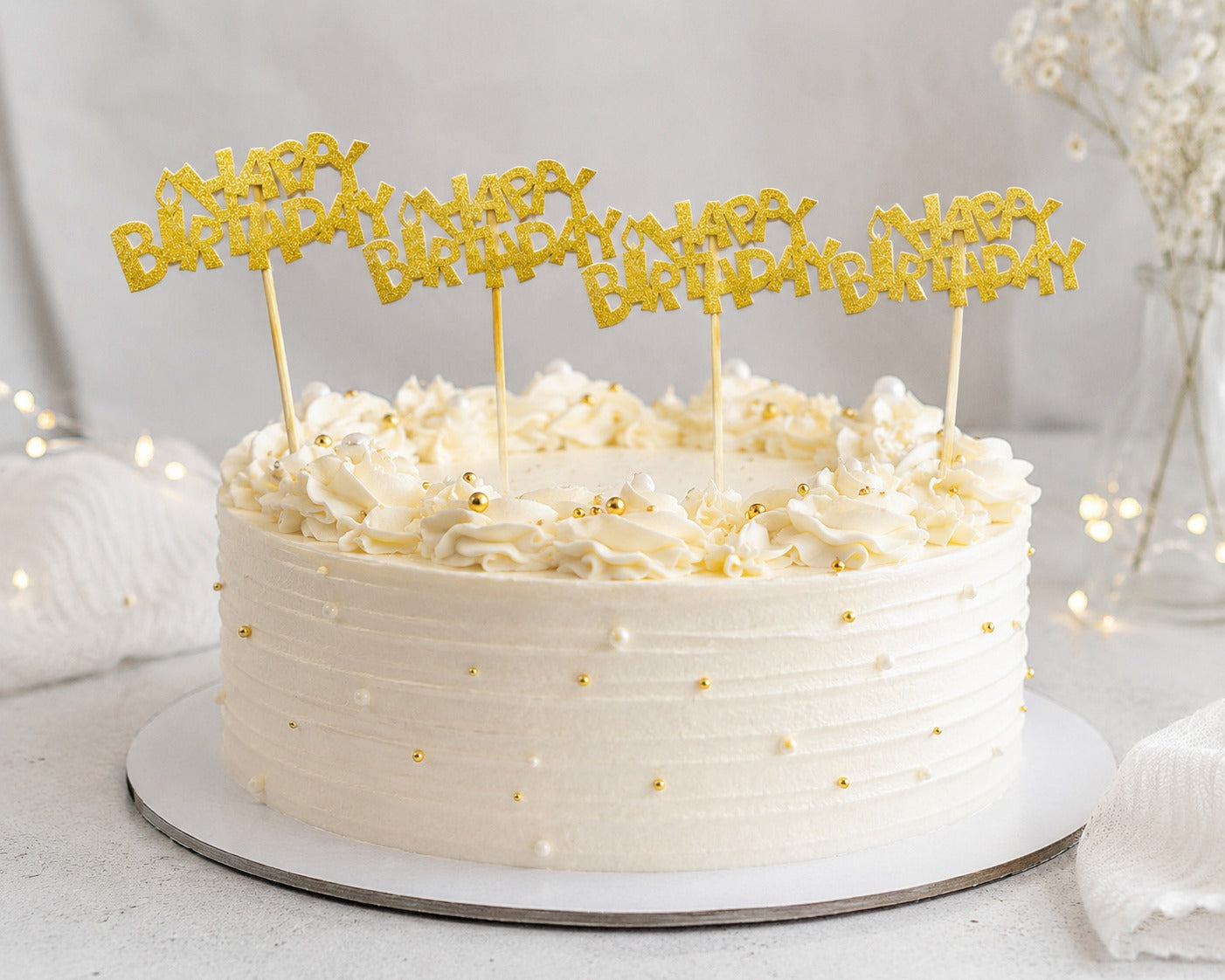 Happy Birthday Golden Topper Pack of 4 (LWA-045)