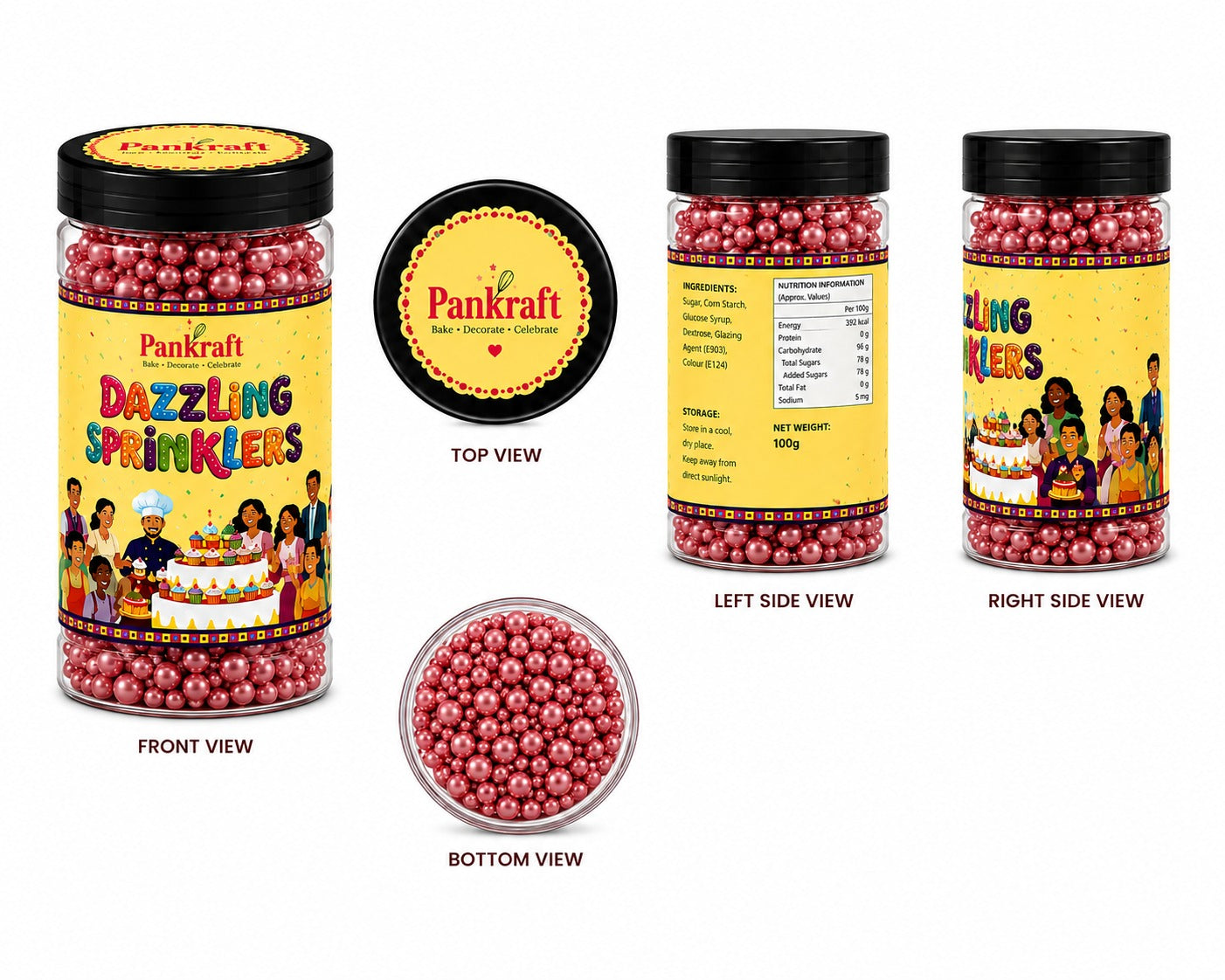 Pankraft Maroon Mix Pearl Dazzling Sprinkler 100gm