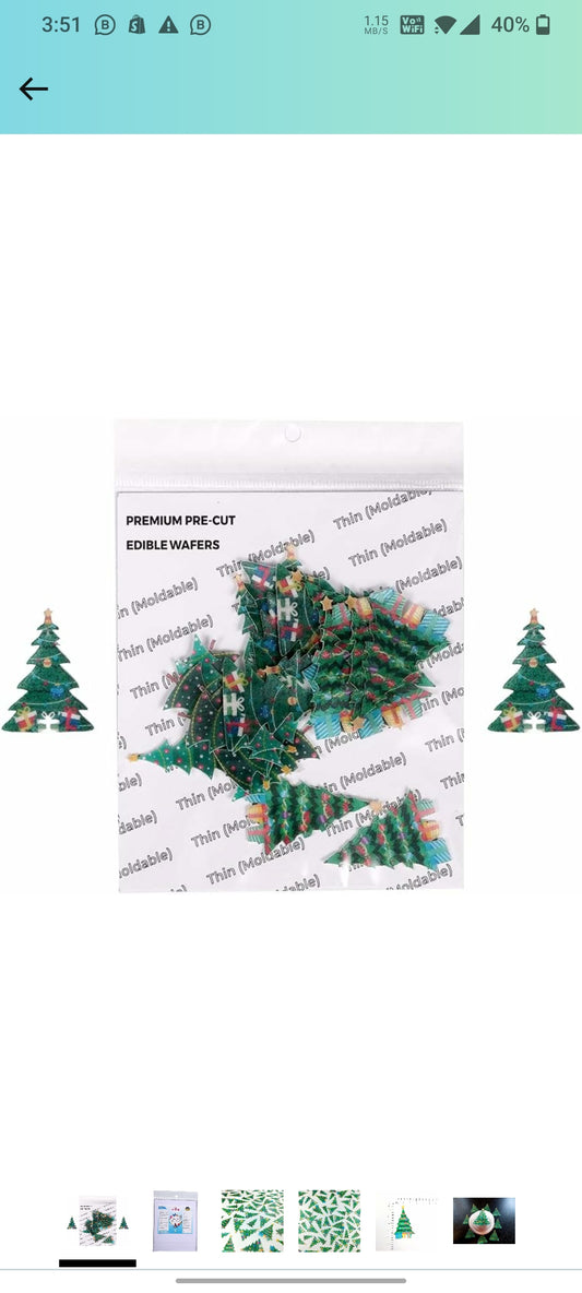 Tastycrafts Christmas Tree  Pre-Cut Wafer Paper Pack of 24 pcs