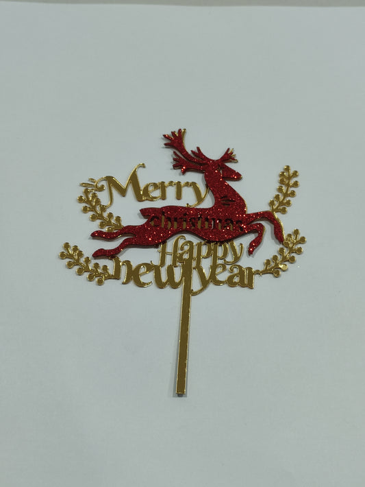 Merry Christmas Happy New year Acrylic Topper