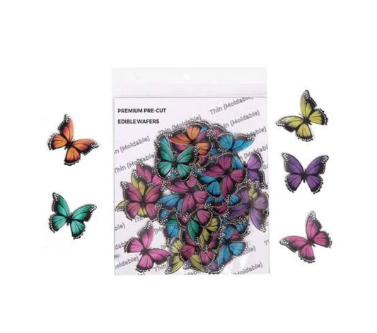 Vibrant Butterfly Edible Pre-Cut Wafers (WPC-018)