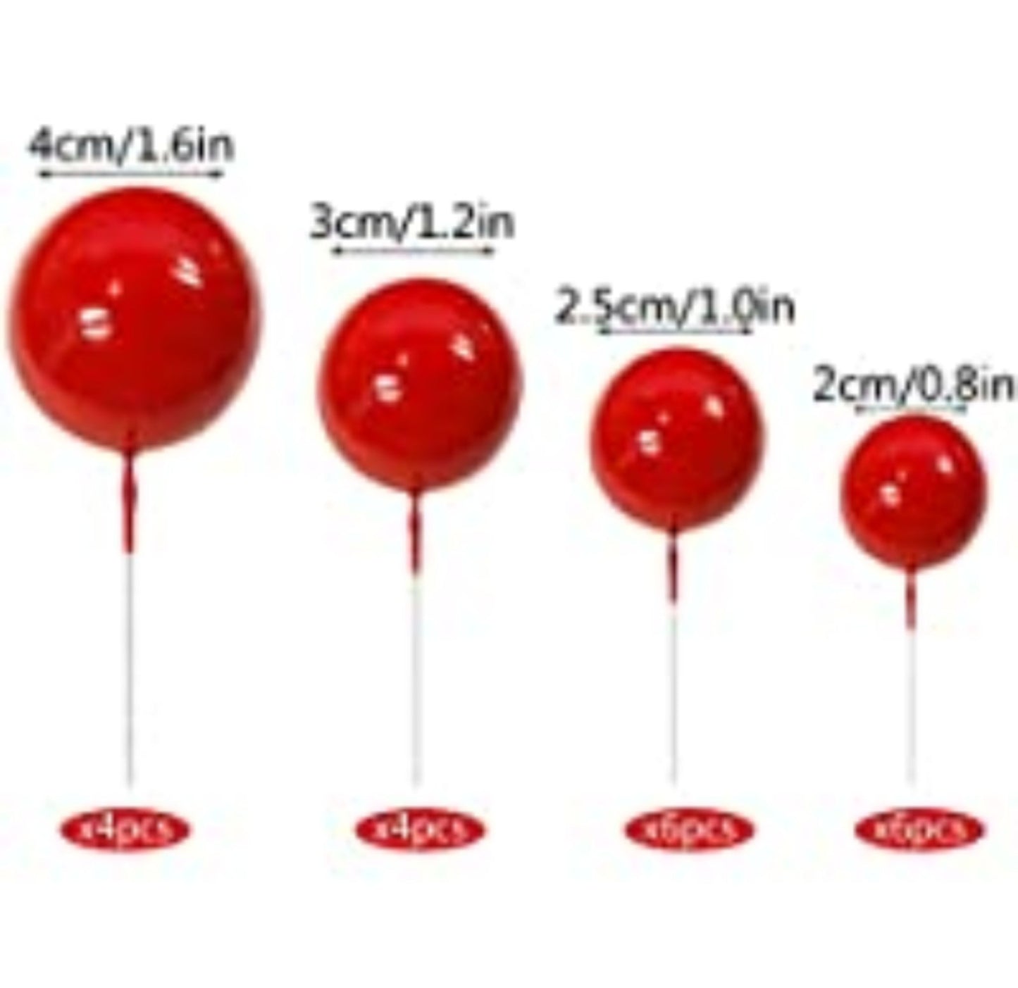 Mix Size Faux Balls Red colour pack of 20