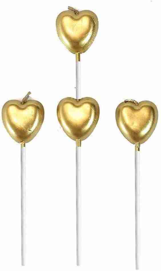 Golden Heart Shape Candle Pack of 4